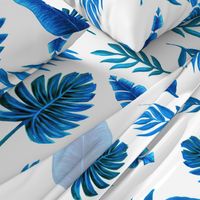 Blue palm watercolor wallpaper //  tropical blue palm