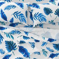 Blue palm watercolor wallpaper //  tropical blue palm