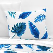 Blue palm watercolor wallpaper //  tropical blue palm