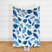 Blue palm watercolor wallpaper //  tropical blue palm