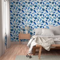 Blue palm watercolor wallpaper //  tropical blue palm