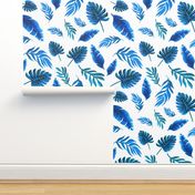 Blue palm watercolor wallpaper //  tropical blue palm