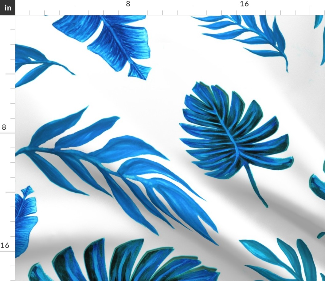 Blue palm watercolor wallpaper //  tropical blue palm