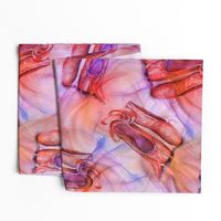 large BALLET SHOES TULLE AND ORGANZA PURPLE ORANGE RED RAINBOW on white