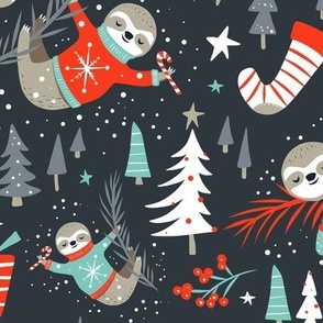 Slothy Holidays - Christmas Coal Black Medium Scale