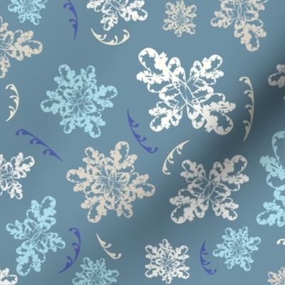 Lace Flower on vintage blue