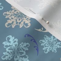 Lace Flower on vintage blue