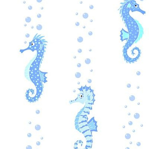 Seahorses and bubbles on white bg Large