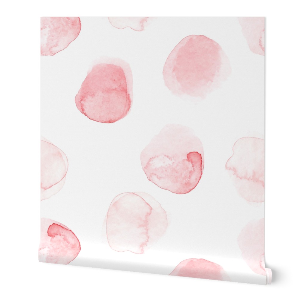 9" Blush hand drawn watercolor dots on white - Mix & Match