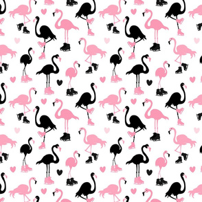 Flamingos Ice Skating Pink and Black