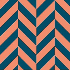 Navy and Salmon Herringbone