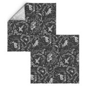 Winter Woodland Toile (monochrome black /burlap)  LRG rotated 