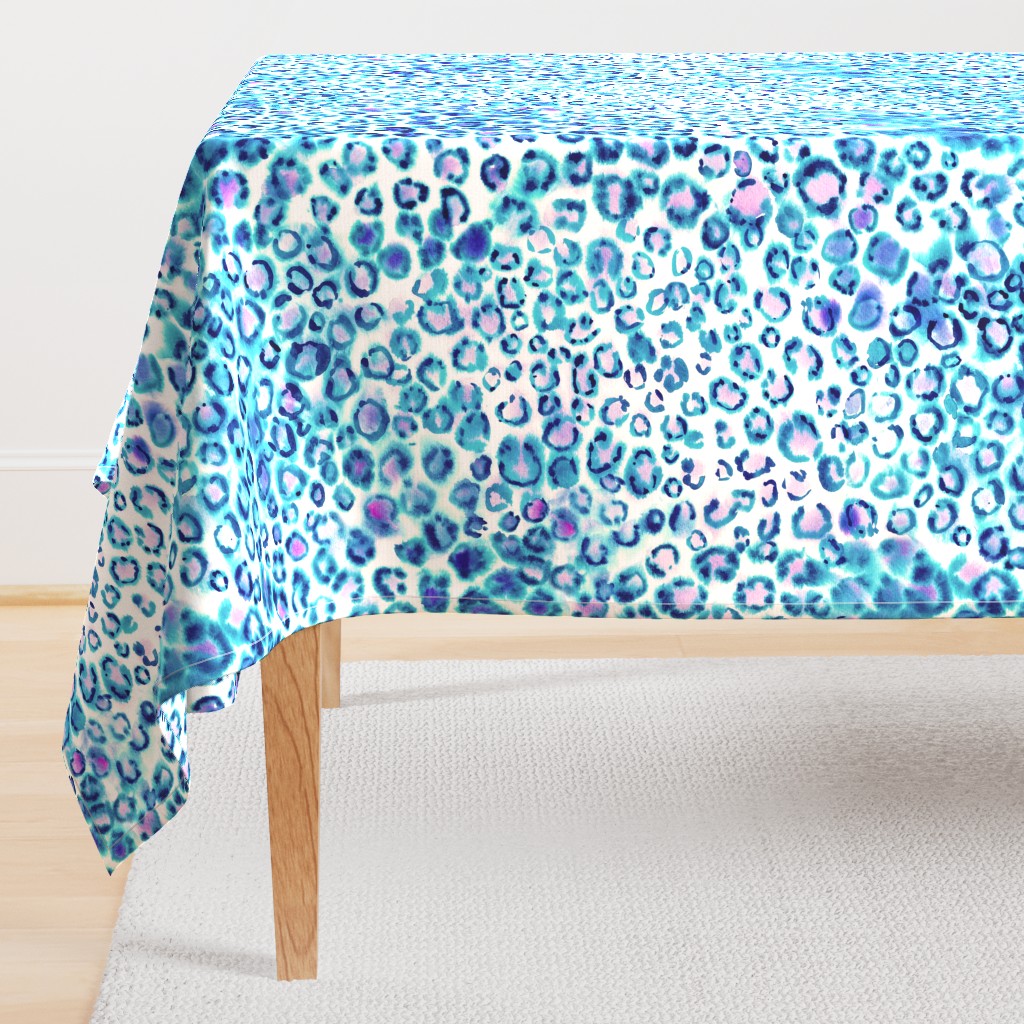 Blue Leopard watercolor animal print