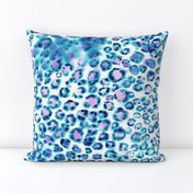 Blue Leopard watercolor animal print