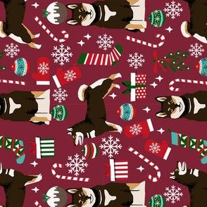 shiba inu christmas fabric - dog christmas fabric, black and tan shiba inu fabric, black and tan shiba inu