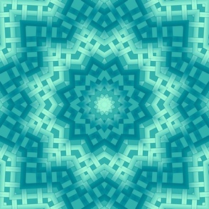 A green and turquoise kaleidoscope mandala