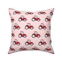 red tractors on pink - farm themed fabric C18BS