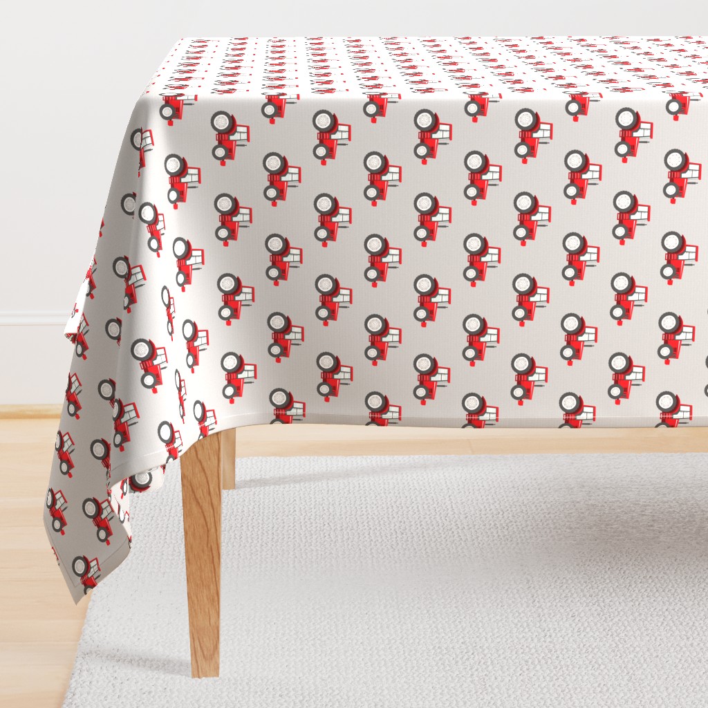 red tractors on grey - farm themed fabric C18BS