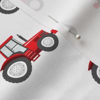 red tractors on white - farm themed fabric C18BS