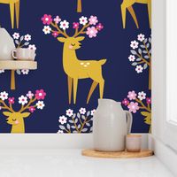 spring deer - dark blue