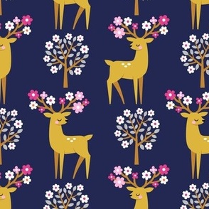 spring deer - dark blue