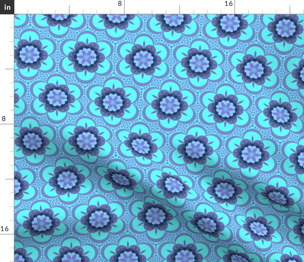 Bold floral - purple on aqua