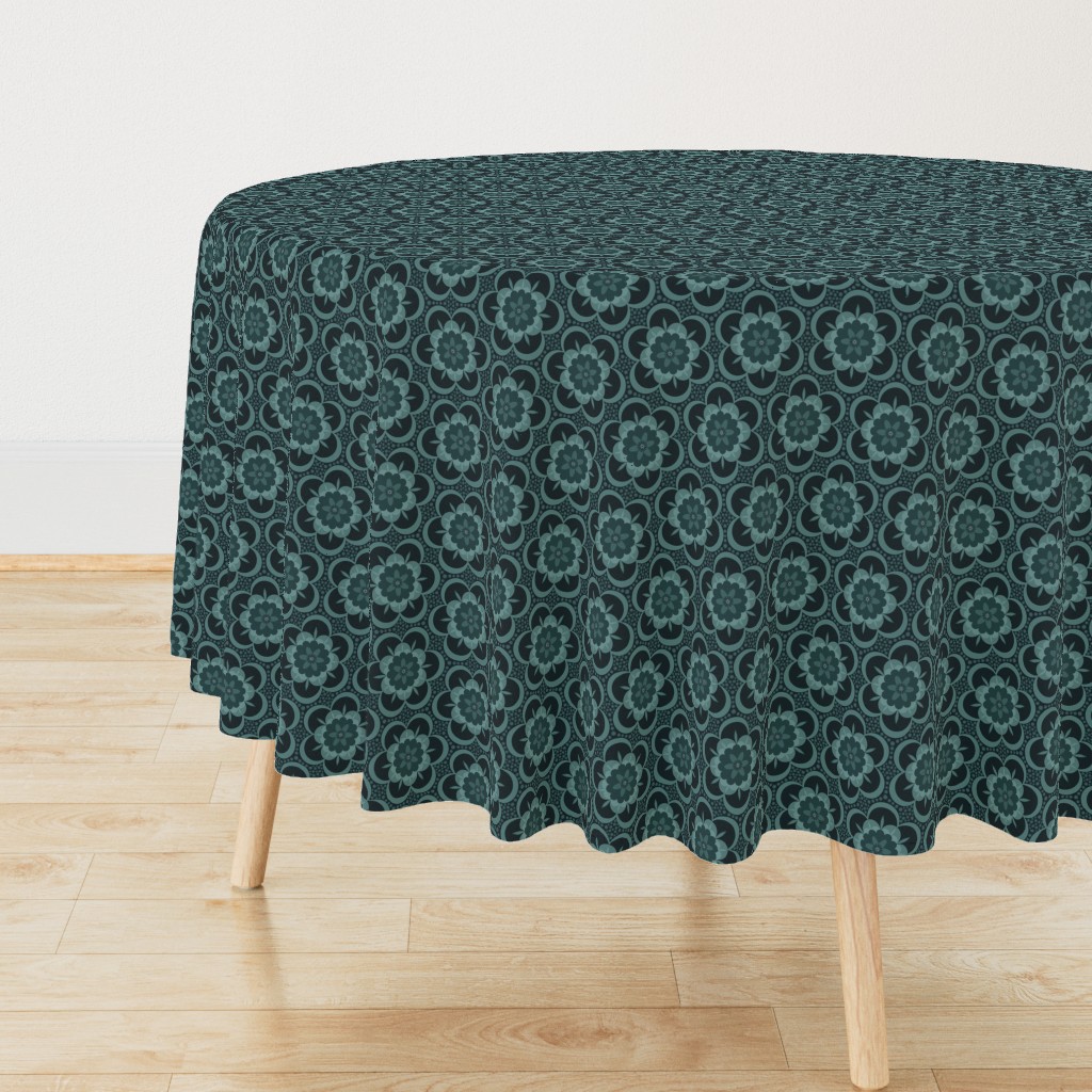 Gothic bold floral - charcoal and petrol grey