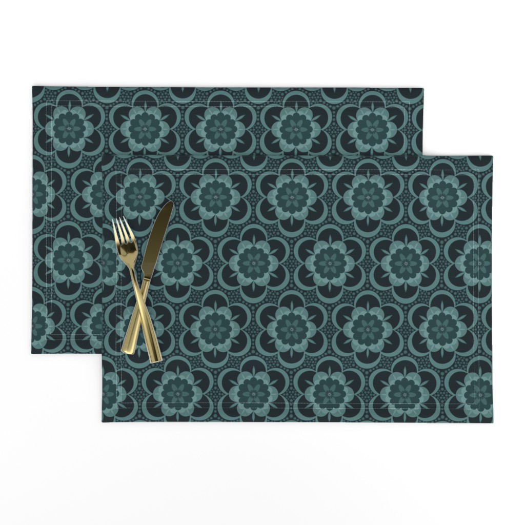 Gothic bold floral - charcoal and petrol grey