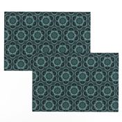 Gothic bold floral - charcoal and petrol grey