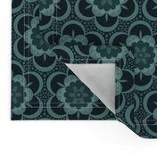 Gothic bold floral - charcoal and petrol grey