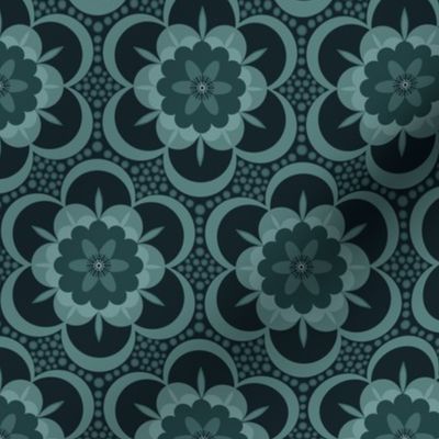 Gothic bold floral - charcoal and petrol grey