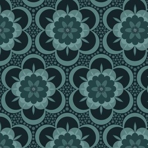 Gothic bold floral - charcoal and petrol grey