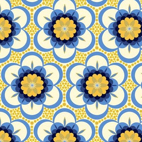 Bold floral - blue and yellow