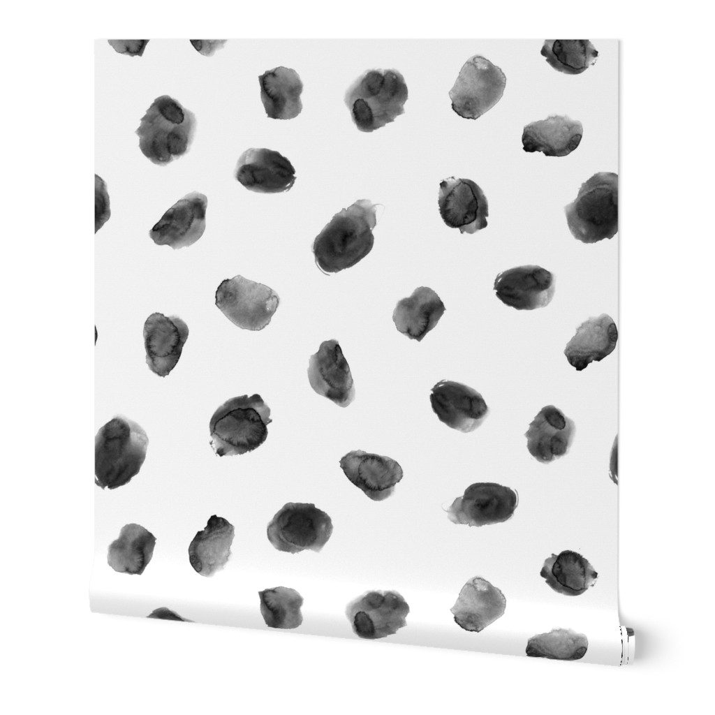 Noir watercolor spots || paint black and white dots pattern 