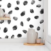 Noir watercolor spots || paint black and white dots pattern 