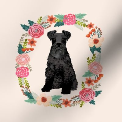 8 inch schnauzer floral wreath flowers dog breed fabric