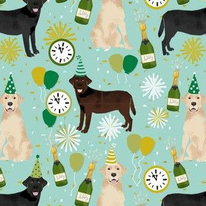 labrador dog fabric - mixed coats new years eve fabric - nye, lab dogs, lab dog fabric, - minty blue