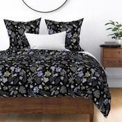 Blue larkspur dark floral