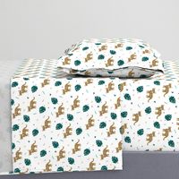 Dots and cats botanical jungle baby tiger wild cat panther yellow green