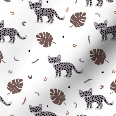 Dots and cats botanical jungle baby tiger wild cat panther gender neutral