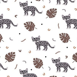 Dots and cats botanical jungle baby tiger wild cat panther gender neutral