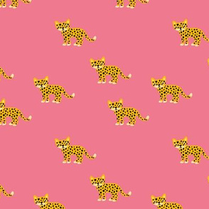 Dots and cats baby tiger wild cat panther pink yellow girls