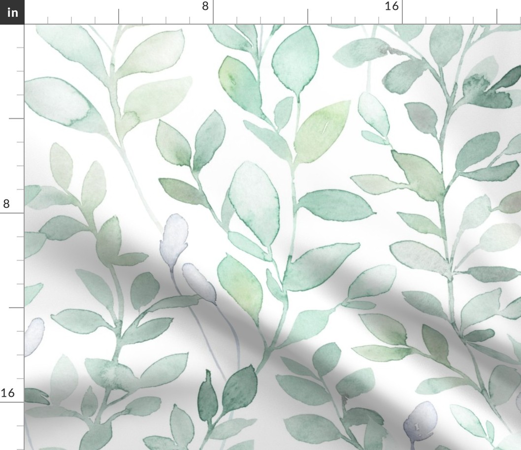 Midsummer / Leaves in light teal - large scale