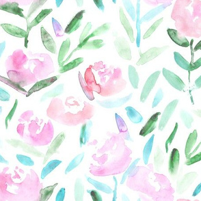 Tender blush florals || watercolor flowers for baby girl's nursery