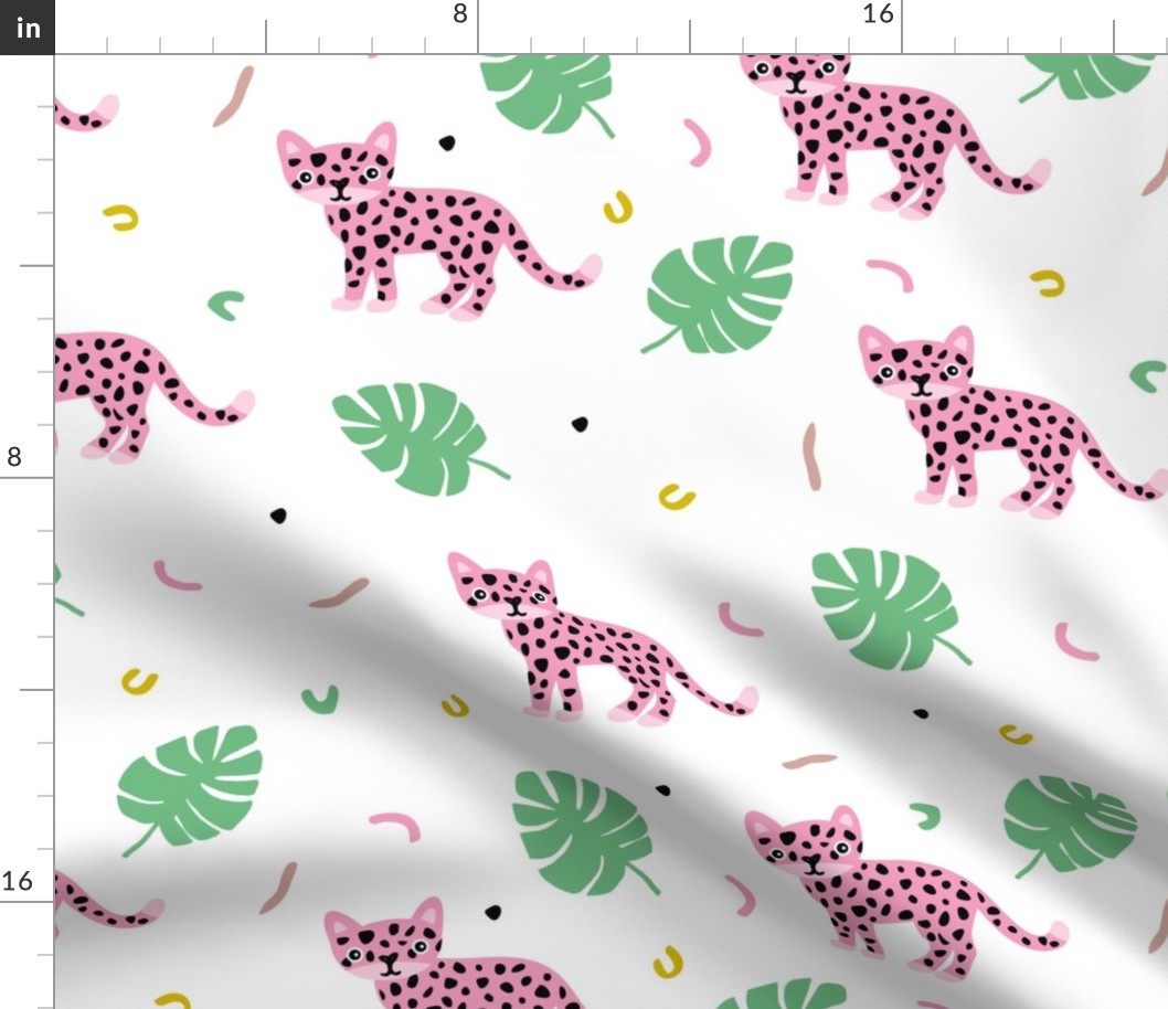 Dots and cats botanical jungle baby tiger wild cat panther pink green girls JUMBO XL
