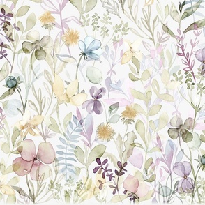 Ombre Border Large Spring Floral meadow 310 cm