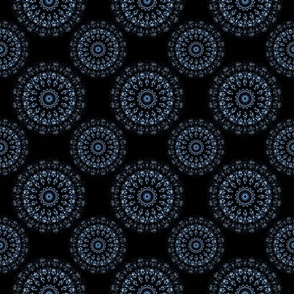 Kaleidoscope crystals - mandala style pattern in blue and black