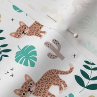 Kids colorful jaguar wildcat jungle botanical leaves cactus and monstera tiger animals boys