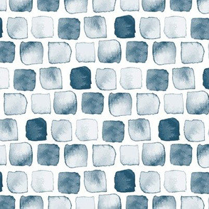 18-03e Slate Blue Watercolor Spots Dots Squares _ Miss Chiff Designs
