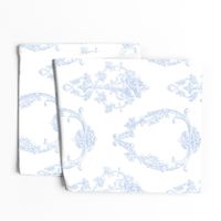 12" Blue and White Rococo Floral Damask 